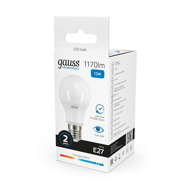 Лампа светодиодная Gauss E27 12W 6500K матовая 23232 Фото № 6