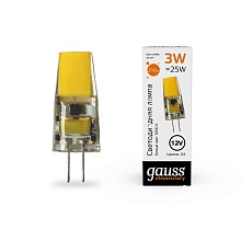 Лампа cветодиодная Gauss G4 3W 3000K прозрачная 18713 3