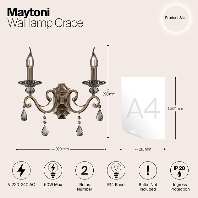 Бра Maytoni Grace RC247-WL-02-R изображение 2 Бра Maytoni Grace RC247-WL-02-R Фото № 2