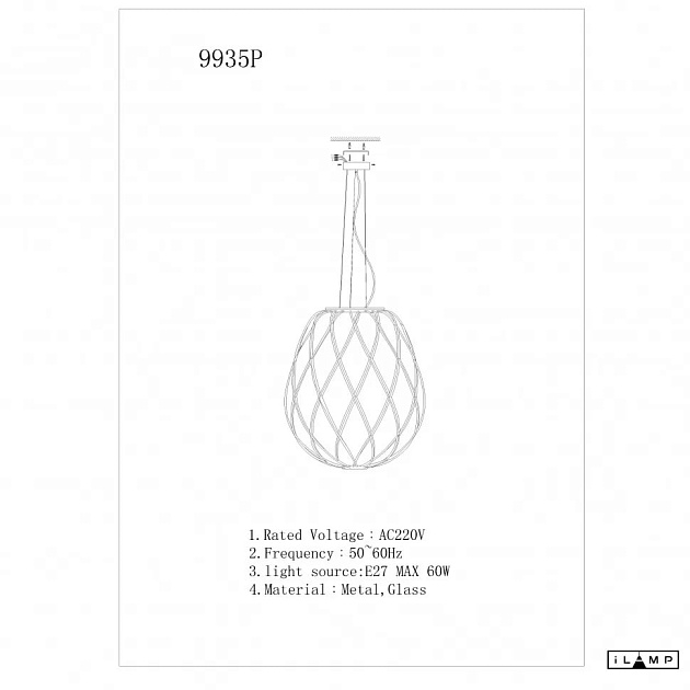 Подвесной светильник iLamp Cento 9935P/1-D300 CL изображение 2 Подвесной светильник iLamp Cento 9935P/1-D300 CL Фото № 2