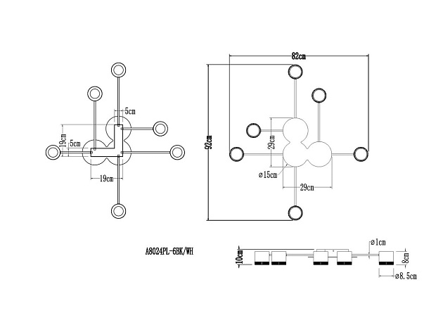 Потолочная люстра Arte Lamp Legacy A8024PL-6BK изображение 2 Потолочная люстра Arte Lamp Legacy A8024PL-6BK Фото № 2