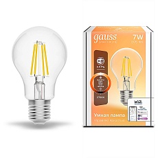 Лампа светодиодная диммируемая филаментная Gauss Smart Home Filament E27 7W 2700K прозрачная 1200112 4